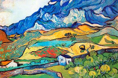 Vincent Van Gogh Les Alpilles Mountain Landscape 12X16 Inch Framed Art Print